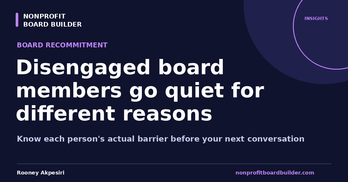 Disengaged board members go quiet for different reasons | Nonprofit Board Builder